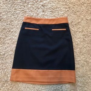Navy and camel pencil skirt